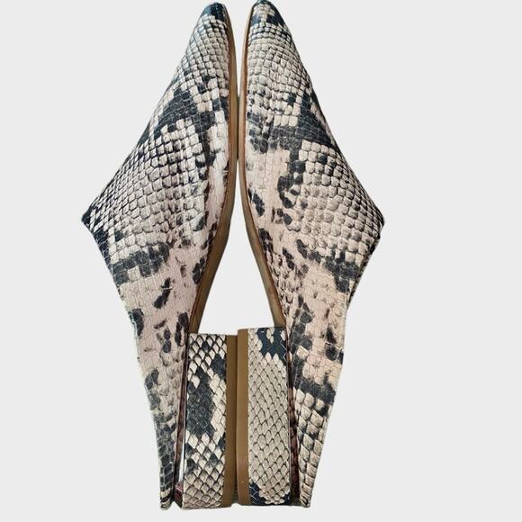 Pour La Victoire Sebina Snakeskin Print Leather Mules Tan Black size 9.5 - Picture 6 of 9